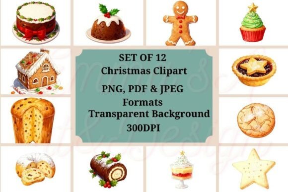 12 Christmas Baking Clipart Bundle: Illustrations for Brand Identity