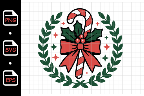 Christmas Candy Cane Wreath Illustration for Modern Blog Graphics