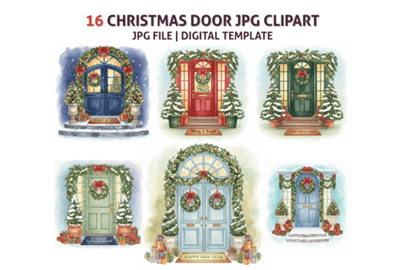 Christmas Decorative Door Clipart JPG for Illustrations
