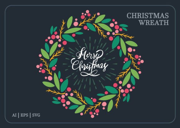 Christmas Floral Wreath, Holiday Floral Illustrations for Modern Blogging