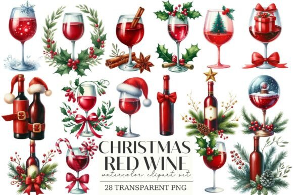 Christmas Red Wine Watercolor Clipart Review