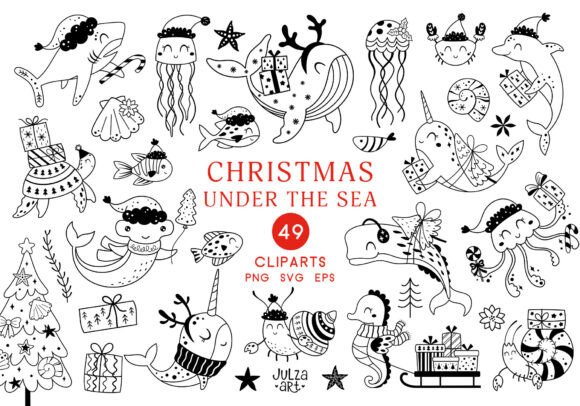 Christmas Sea Animal Png, Xmas Ocean Svg