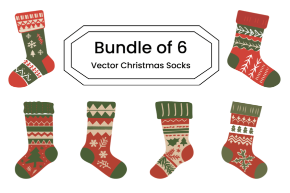 Christmas Socks, Vector Illustrations