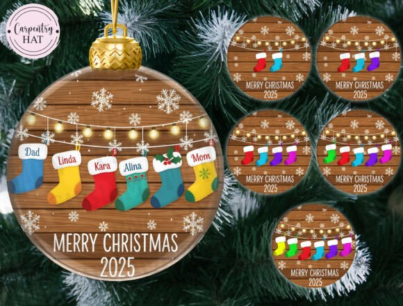 Christmas Stocking Family Ornament PNG Review