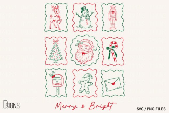 Christmas Svg Merry Bright Line Art Illustrations Review