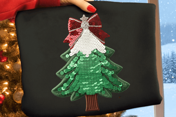 Christmas Tree Sequin PNG, Holiday Tree Illustrations