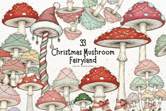 Christmas Vintage Mushrooms Clipart: A Review for Illustrations and Digital Sellers