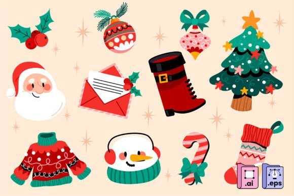 Festive Christmas Object Set Review: Professional Illustrations for Seasonal Branding