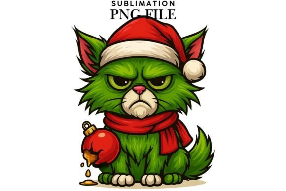 Green Funny Christmas Cat Png Design: A Brand Designer’s Review for Illustrations