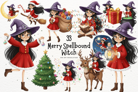 Happy Christmas Witch Clipart: A Designer’s Take on Seasonal Illustrations