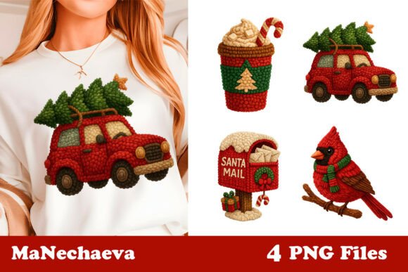 Latch Hook Yarn Christmas Clipart PNG for Illustrations