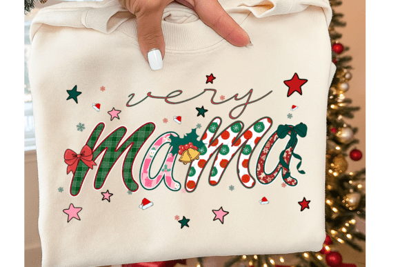 Merry Mama Christmas PNG, Plaid Mama Png