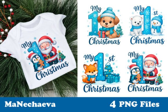 My First Christmas Blue Baby Sublimation Illustrations