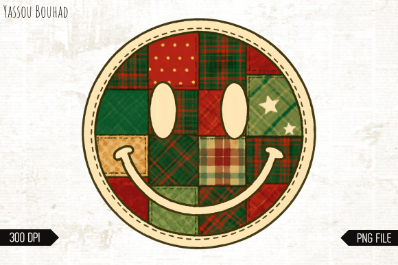 Patchwork Smiley Face Christmas PNG: A Brand Designer’s Review for Illustrations