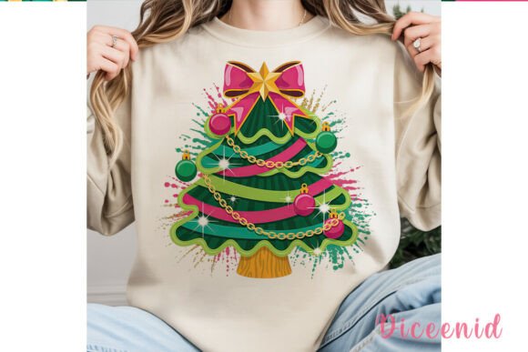 Pink Teal Glitter Christmas Tree PNG Review