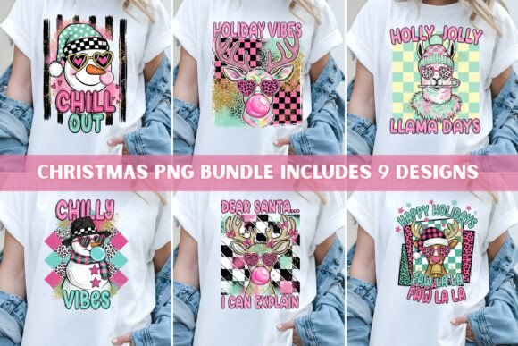 Retro Christmas Graphic PNG Bundle for Illustrations and Blog Graphics
