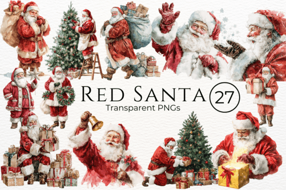 Review: Christmas Red Santa Watercolor Clipart for Embroidery