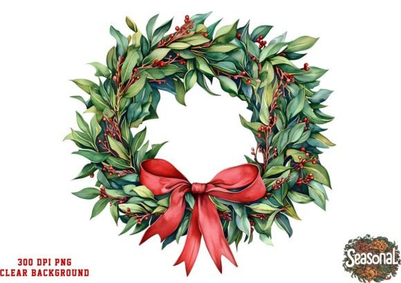 Traditional Holiday Christmas Wreath PNG Review for Illustrations