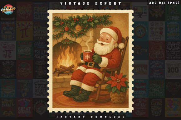 Vintage Christmas Postage Stamp Santa: A Designer’s Review of Seasonal Illustrations
