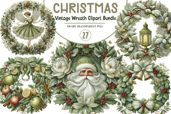 Vintage Christmas Wreath Clipart Bundle Review