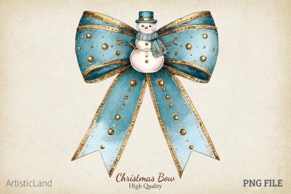 Watercolor Christmas Bow PNG Clipart for Illustrations