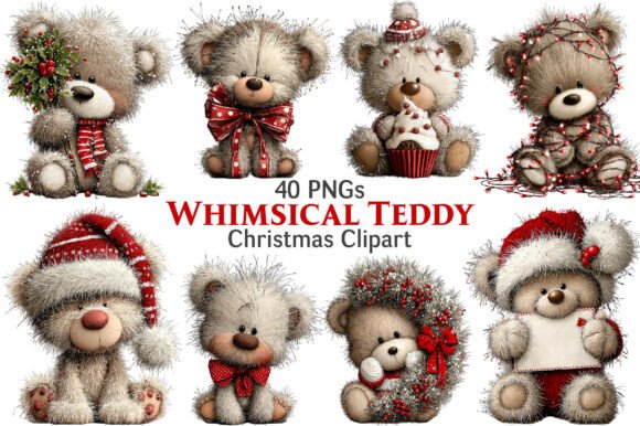 Whimsical Christmas Teddy Clipart: A Designer’s Review for Illustrations